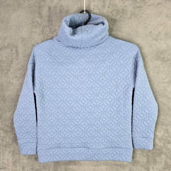 Womens GapFit Quilted Light Blue Turtleneck Sweatshirt Polyester Stretch Size S - Picture 4 of 7